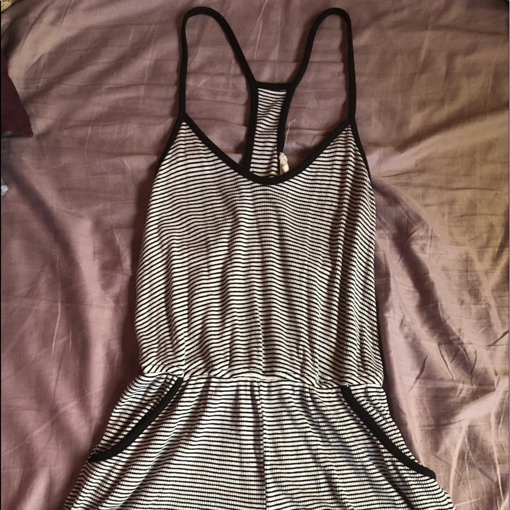 Black/White Striped Romper